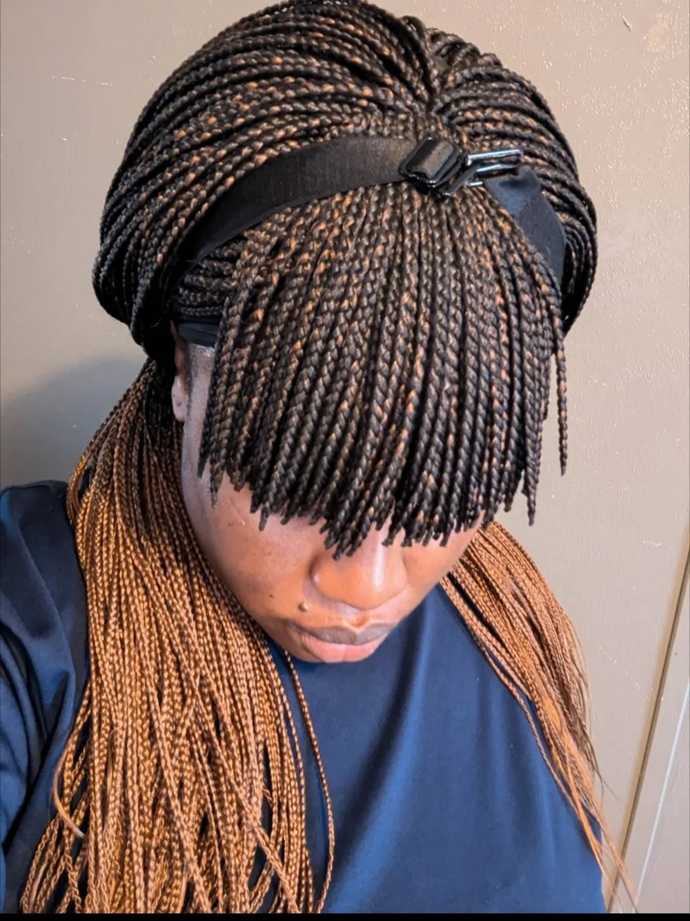 Braided Wig with Bangs Brown Ombre